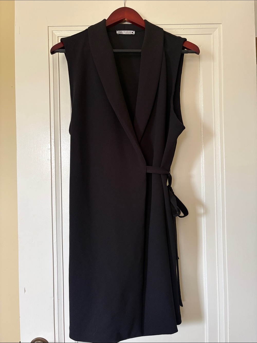 Zara Black Sleeveless Wrap Midi Dress